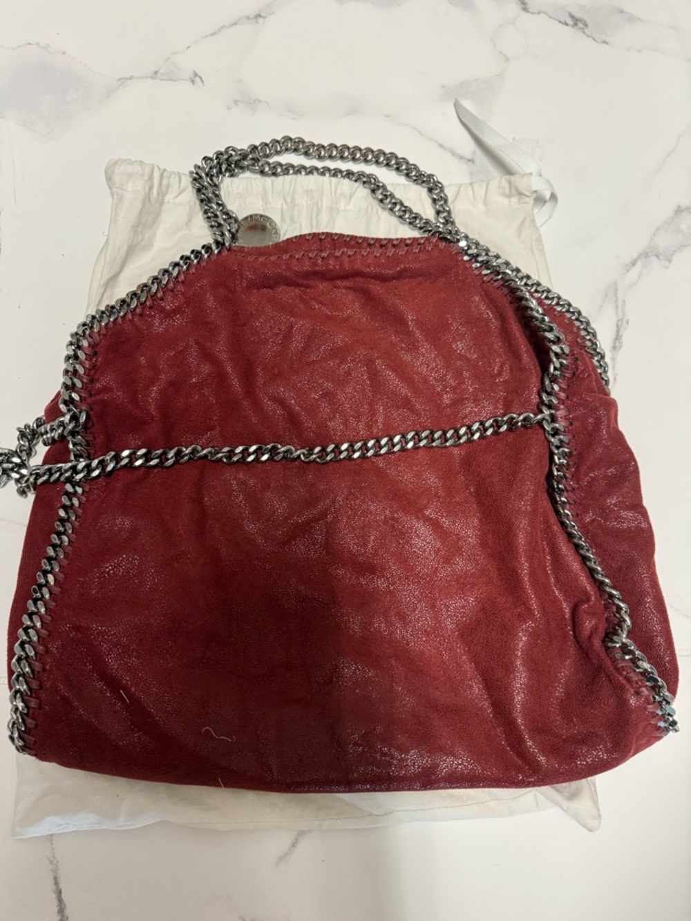 Stella McCartney Deep Red Chain-Trim Tote